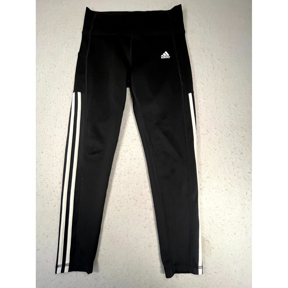 Adidas Aeroready Leggings Womens Large Black Striped Stretch Athletic Training